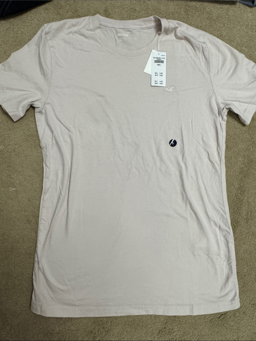 Hollister Men’s Short Sleeve Crew Tee in Pale Pink